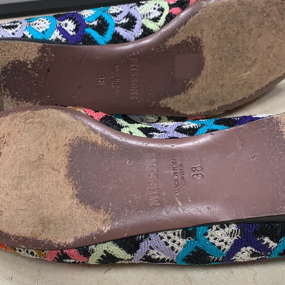 MISSONI FLATS IN CALF LEATHER W/FABRIC UPPER GORGEOUS COLORWAY/PRINT SIZE 38/8 - Picture 14 of 14